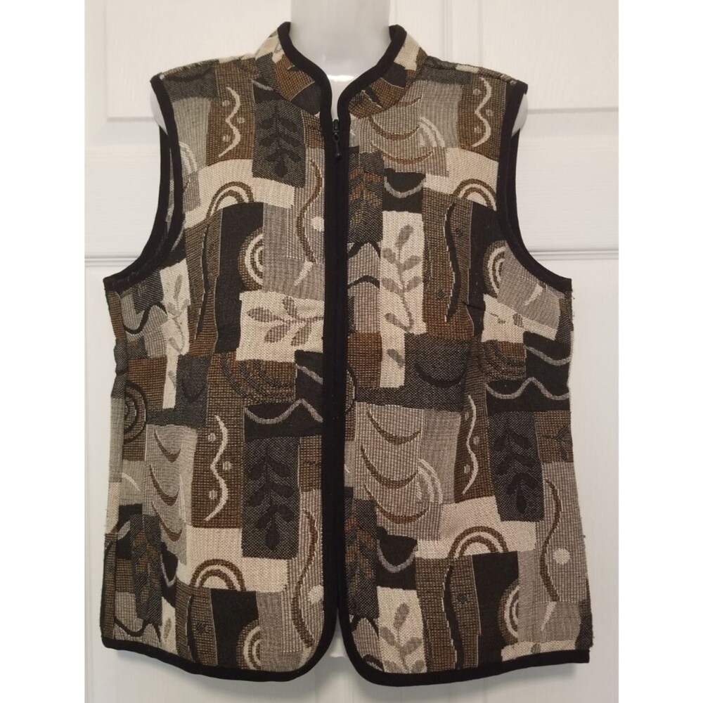 Coldwater Creek Women's Vest Full Zipper Tapestry Design Size Medium